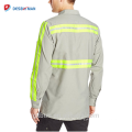 Poly-Cotton Long Sleeve High Visibility Knopf-Hemden Industrieller Abnutzungs-Sicherheits-reflektierendes T-Shirt der Männer mit Taschen